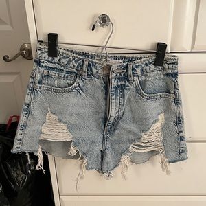Garage light wash festival denim shorts